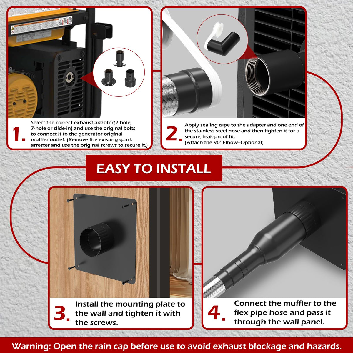 LCGP installation hardware and sealing tape showing leak-resistant connections