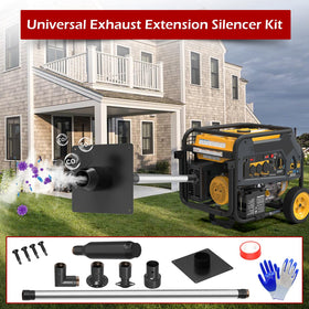 LCGP installed on a generator in a backyard showing reduced noise and safer exhaust