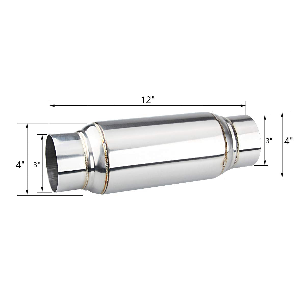 LCGP resonator welded to vehicle exhaust demonstrating proper installation benefit