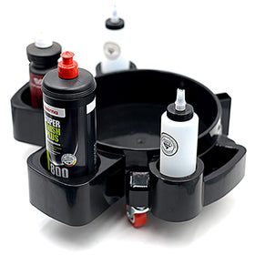 LCGP top view of molded compartments organizing brushes bottles and cans efficiently