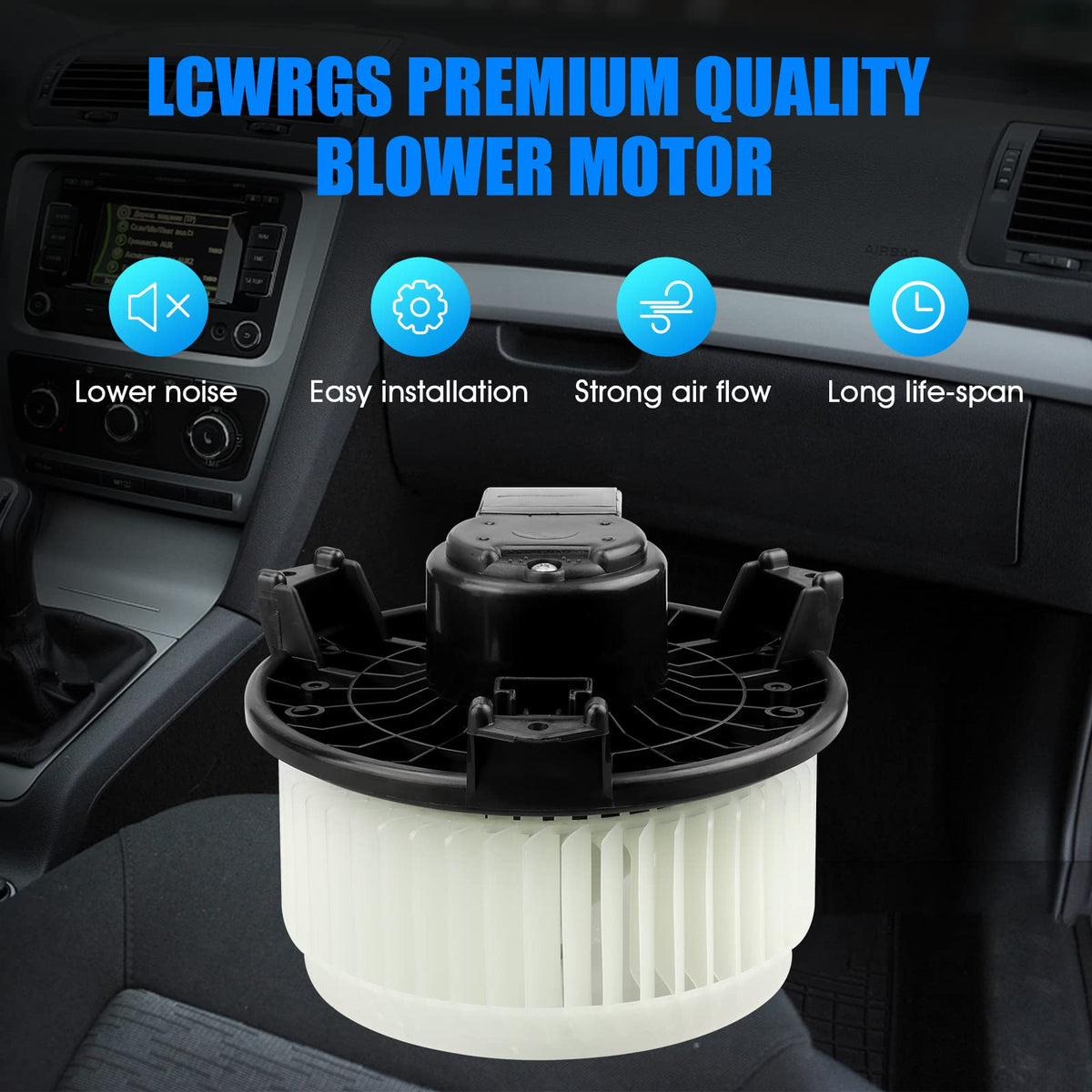 LCWRGS blower motor fan cage closeup highlighting balanced blades for reduced vibration