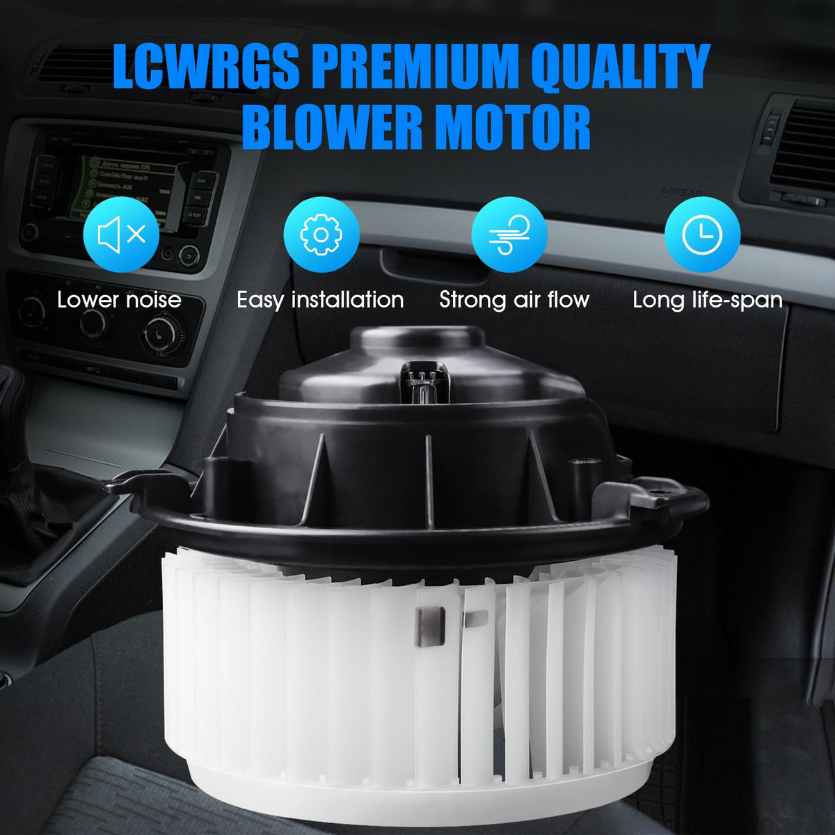 LCWRGS blower motor side profile highlighting durable construction and compact design