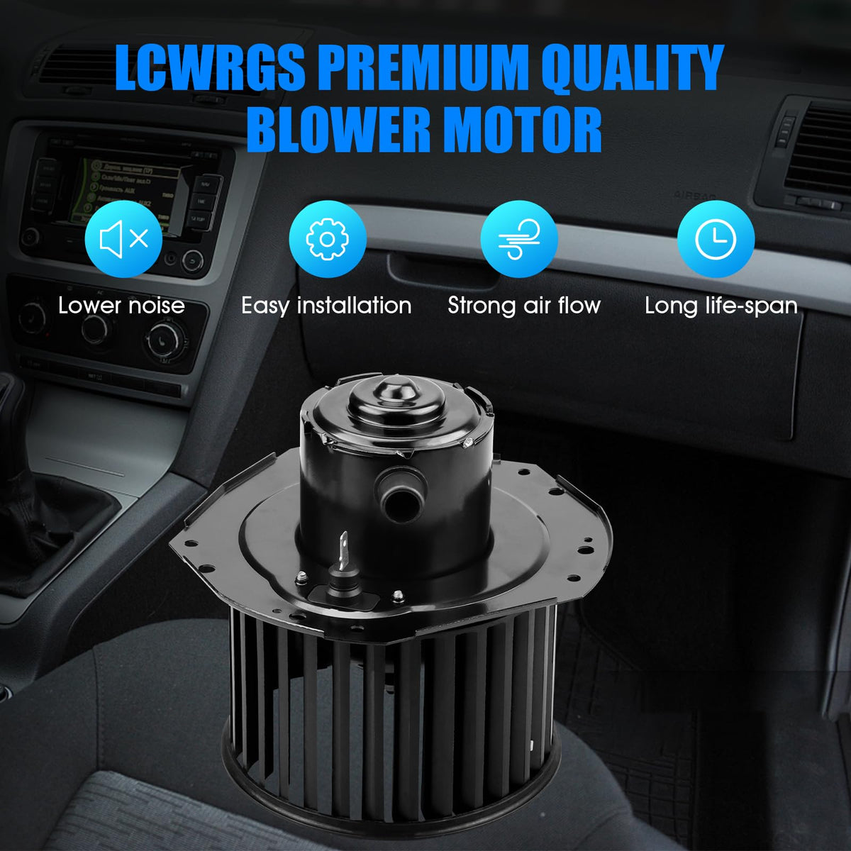 LCWRGS blower wheel closeup highlighting balanced wheel for quieter operation