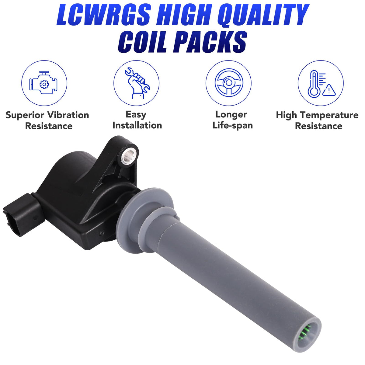 LCWRGS ignition coil close-up highlighting durable construction and improved conductivity