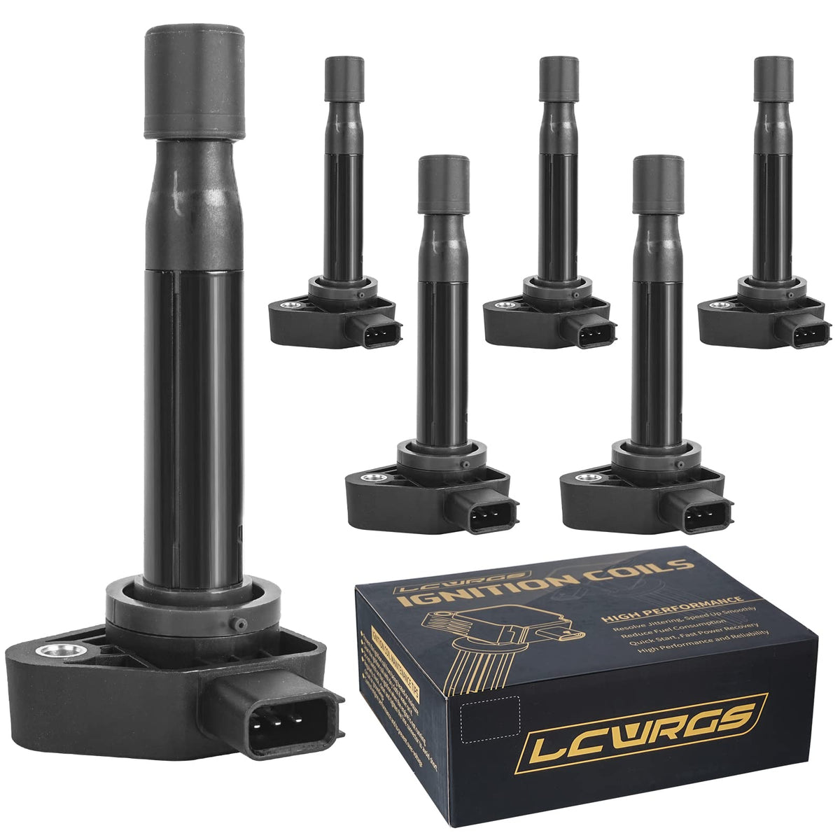 LCWRGS front view of six ignition coils showing complete pack and fitment benefit