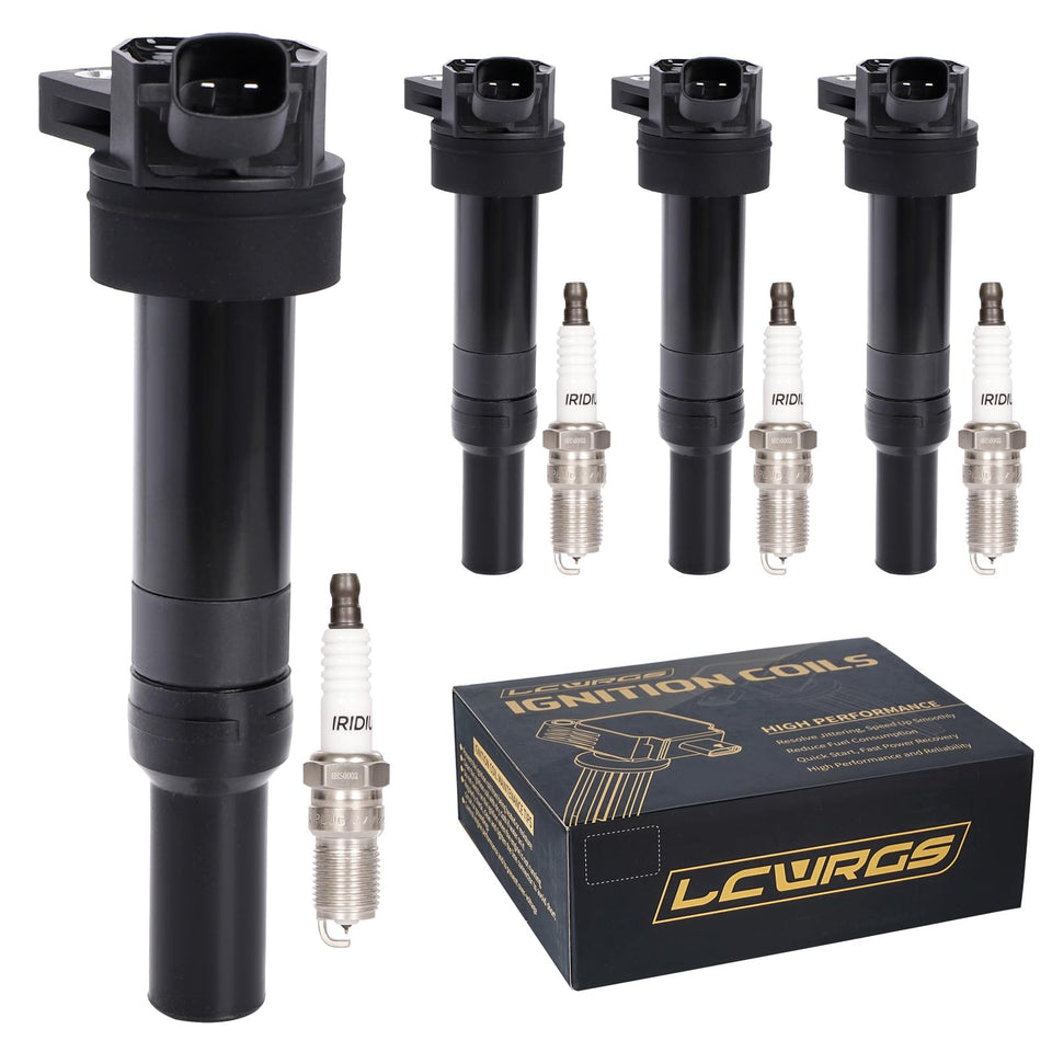LCWRGS front packaging kit showing all four coils and plugs, clear identification and benefit of complete replacement
