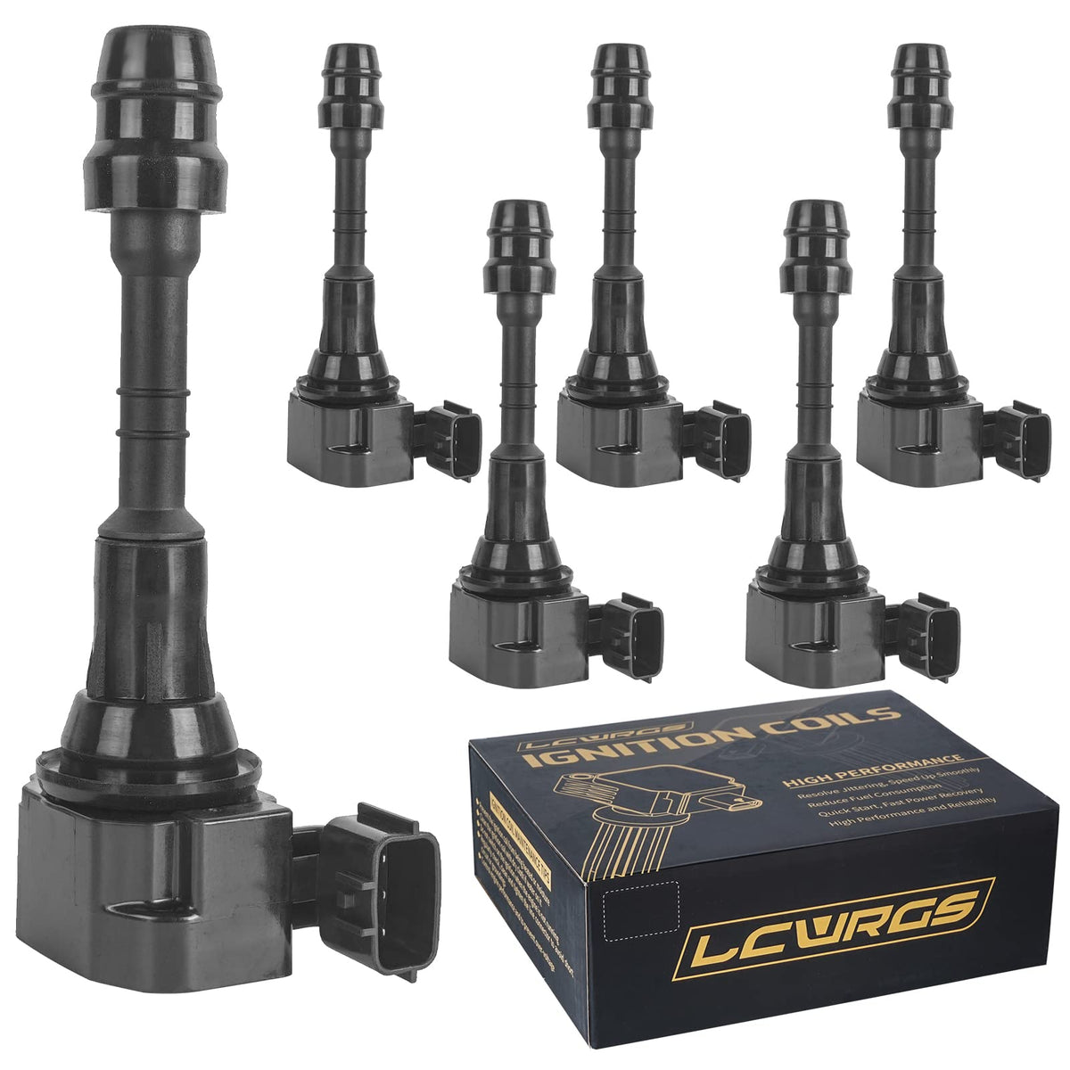 LCWRGS front packaging showing six coil packs and brand, ensures full-bank replacement benefit