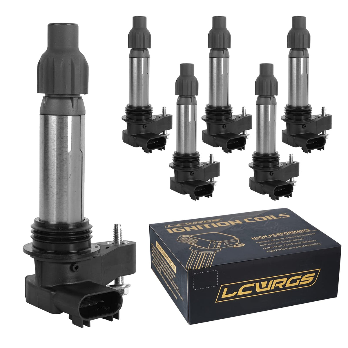 LCWRGS front view of six ignition coils showing compact design and fit