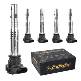 LCWRGS ignition coil set front view showing five coils and packaging, ensures correct fit