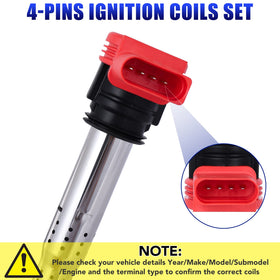 LCWRGS ignition coil set packaging with four coils for full engine replacement
