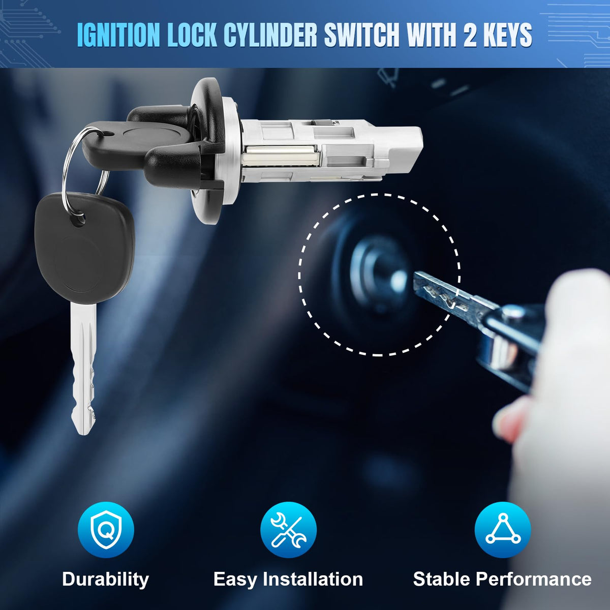 LCWRGS packaged contents laid out: cylinder and two keys for convenience