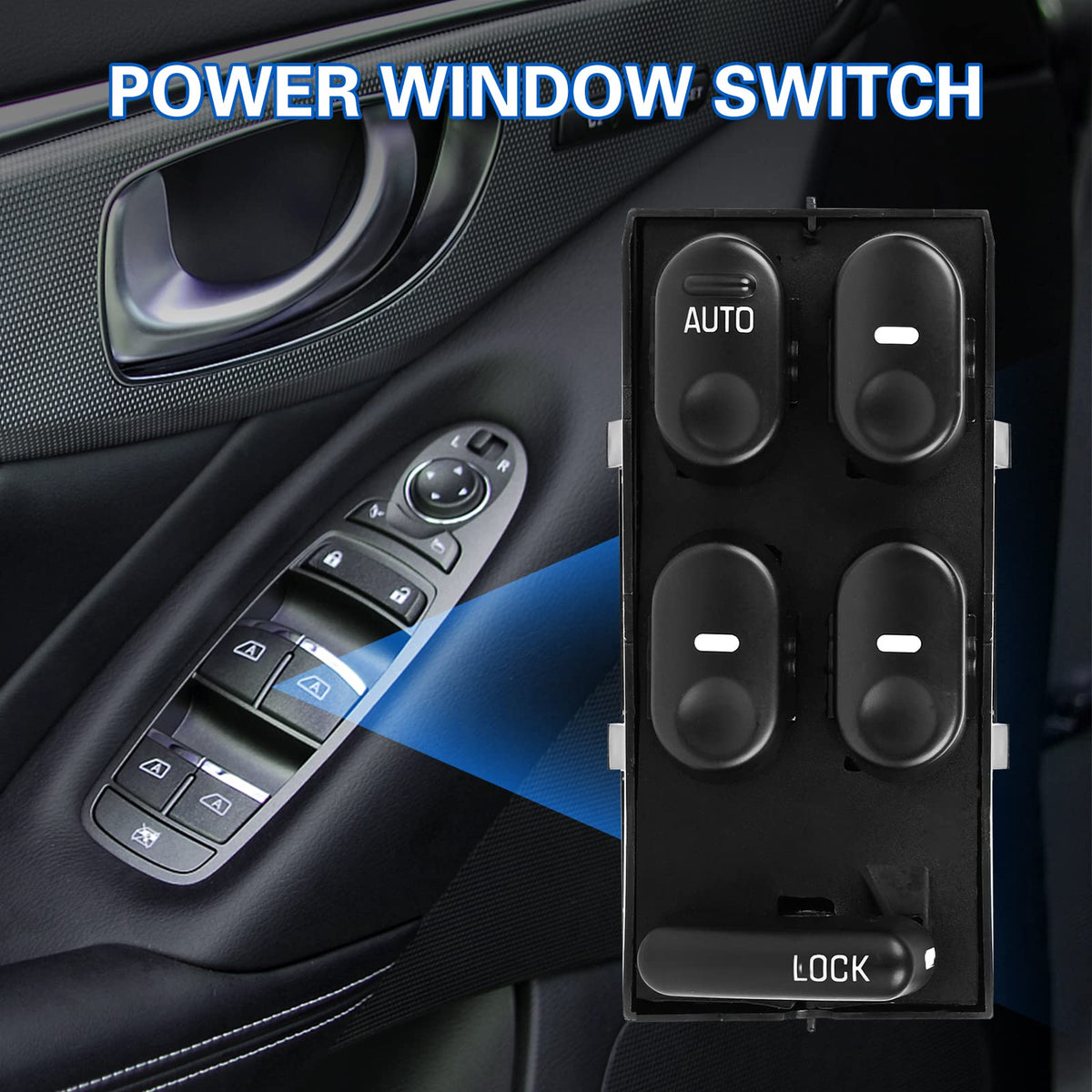 LCWRGS switch installed in Buick driver door demonstrating simple install