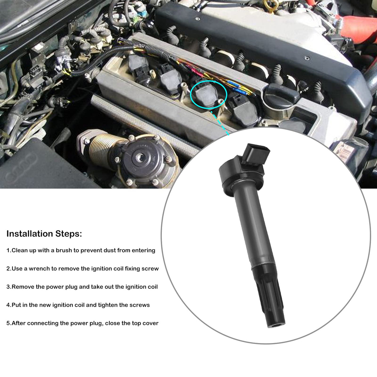 LCWRGS ignition coil installed on Tacoma engine improving spark delivery