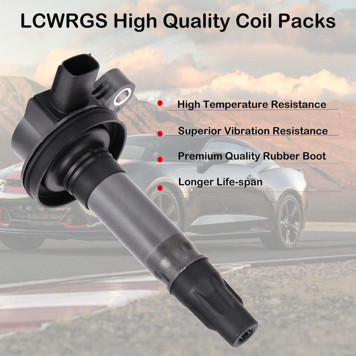 LCWRGS ignition coil close-up showing durable epoxy and reliable conductivity