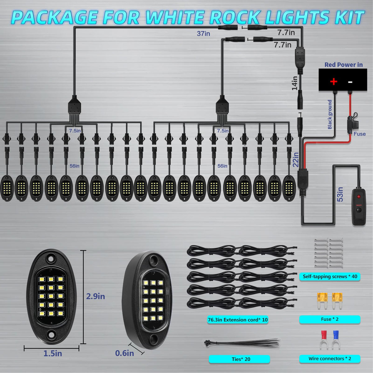 LD DARKEAGLE extension cables and accessories laid out for flexible mounting options
