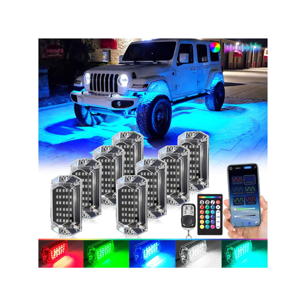 LD DARKEAGLE front pods kit showing complete 8-pod layout and benefit of full underglow