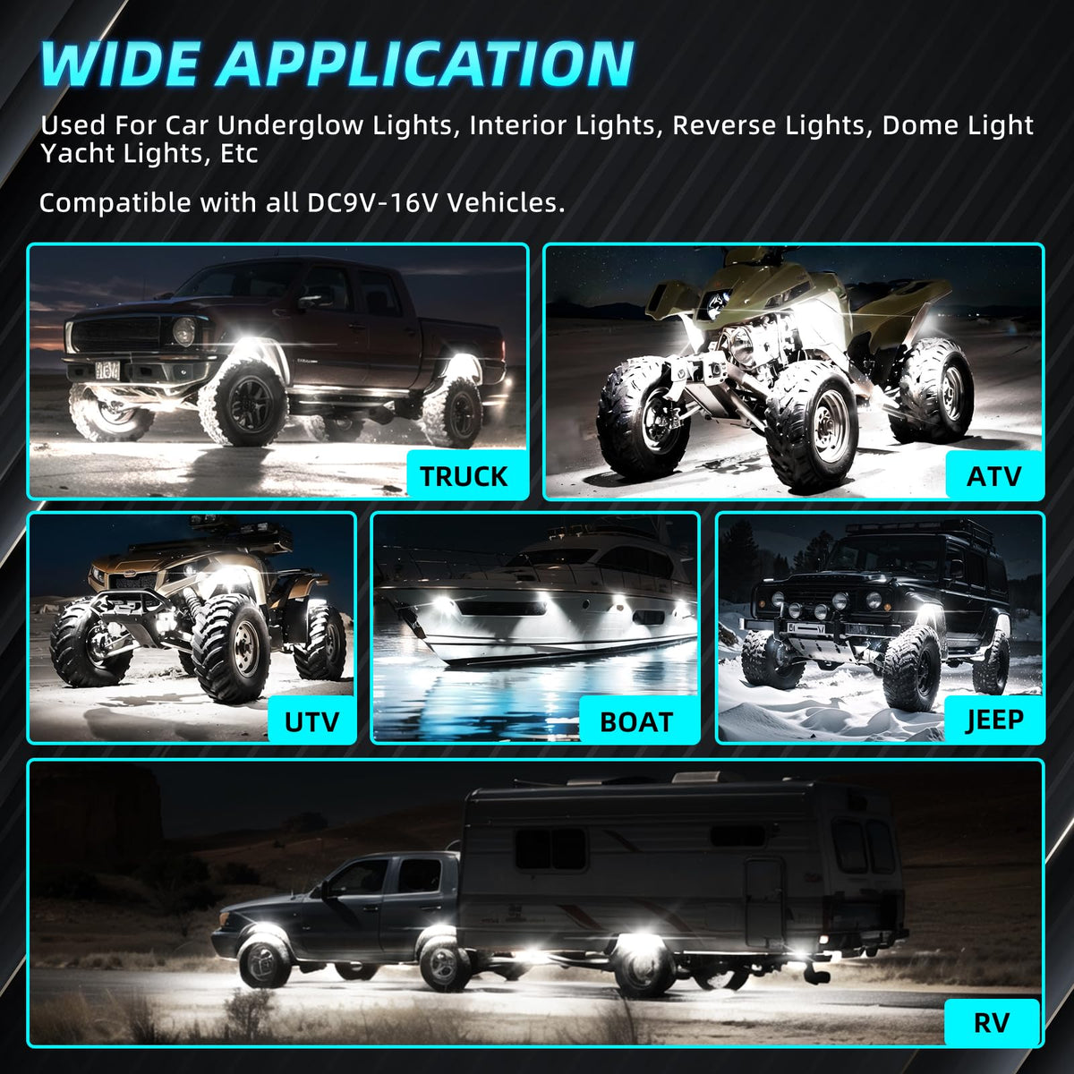 LD DARKEAGLE underglow installed on truck enhancing nighttime visibility