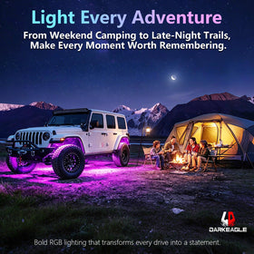LD DARKEAGLE wheelwell lighting showing bright coverage and safer nighttime inspection benefit