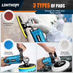 LDHTHOPI polisher in use on car hood demonstrating efficient oxidation removal