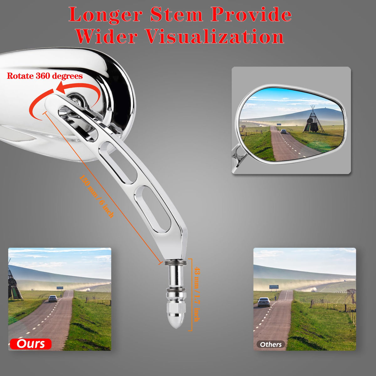 LDJXDADI close-up of white-transparent glass lens for clearer rear visibility