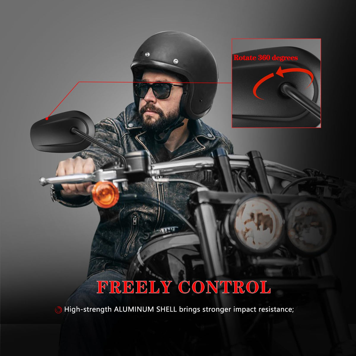 LDJXDADI lifestyle shot on road demonstrating mirror benefit for safer riding visibility