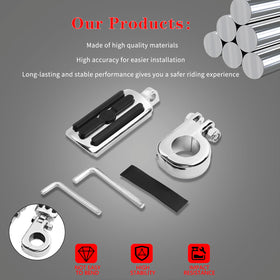 LDJXDADI mounted pegs on engine guard showing adjustable angle and enhanced long-ride comfort