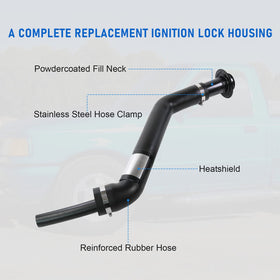 LDMINDA filler neck installed in wheelwell demonstrating correct fitment