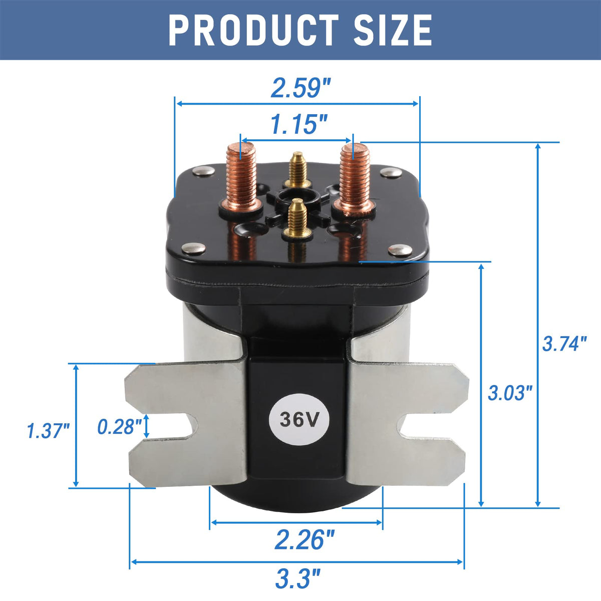 LDMINDA solenoid installed in golf cart illustrating correct placement