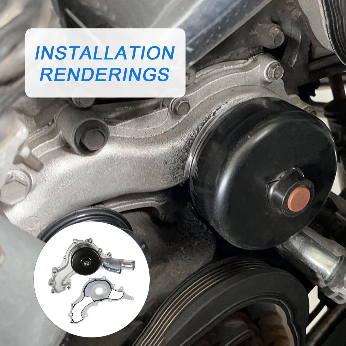 LDMINDA water pump in garage during install to speed vehicle repair