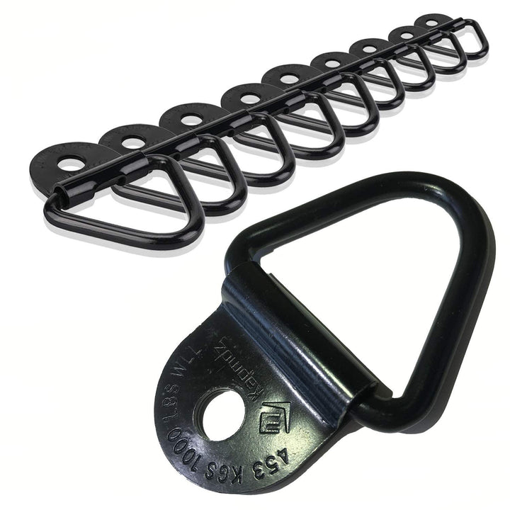 LE KAPMOZ front view of 10-pack V-ring anchors showing contents and finish benefit