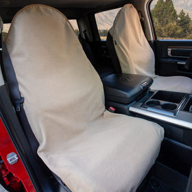 Leader Accessories cover installed on a front bucket seat demonstrating secure fit