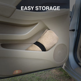 Leader Accessories seat cover in car with beach gear showing protection during trips