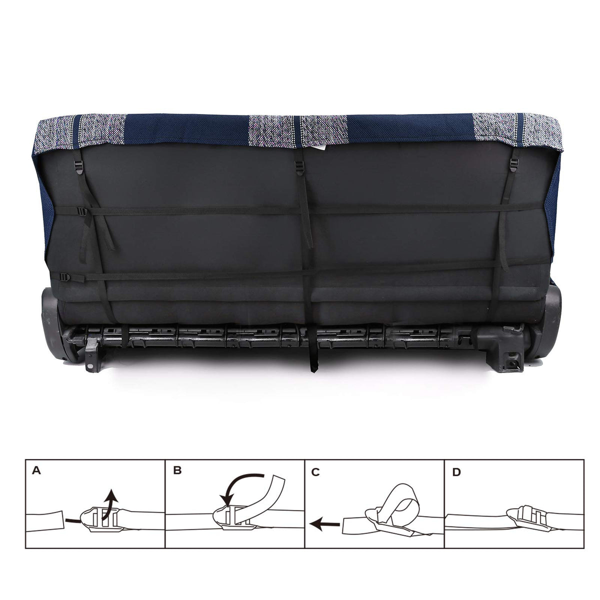 Leader Accessories size comparison showing bench cover scale and fit