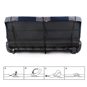 Leader Accessories size comparison showing bench cover scale and fit