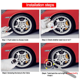 LEADTOPS installed on motorcycle wheel showing added nighttime safety benefit