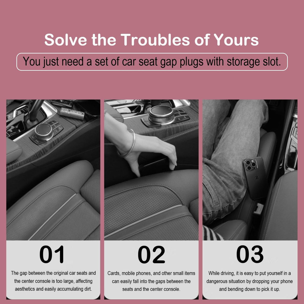 LeaHun in a car interior lifestyle shot demonstrating clutter-free cabin