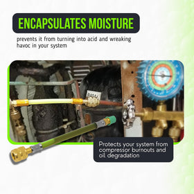 Leak Saver shown with mini-split adapter demonstrating fit and compatibility