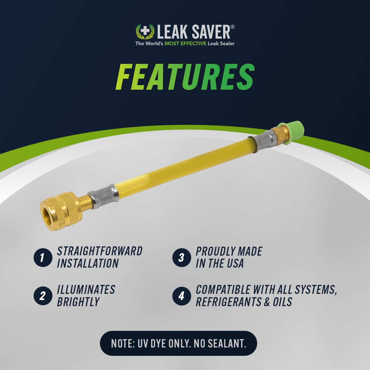 Leak Saver glowing fluorescent leak on coil under UV light highlighting fast leak detection benefit