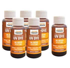 LEAKFINDER front packaging showing six 1oz bottles and clear labeling for quick identification
