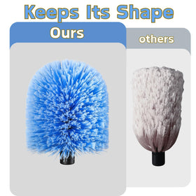 Leanaco duster head in use cleaning a high corner for safer reach