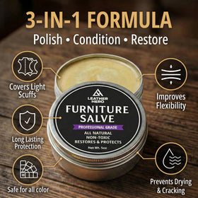 Leather Hero premium brush and buffing pad included for even application