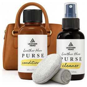 Leather Hero front packaging showing bottles and tools for easy storage