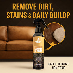 Leather Hero used on car seat showing on-the-go maintenance and protection benefit