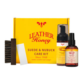 Leather Honey kit front packaging showing all included tools and bottles for convenience
