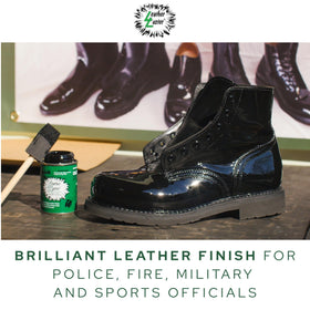 Leather Luster applied to boot in use demonstrating restored high-gloss appearance