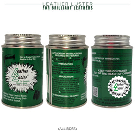 Leather Luster pre-cleaner can label highlighting safer cleaning before polishing