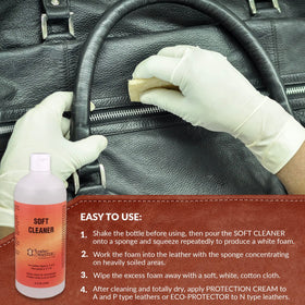 Leather Master applied to car seat interior showing safe auto upholstery care