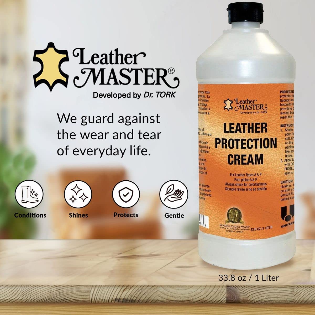 Treating a car seat with Leather Master to guard against spills and daily soiling