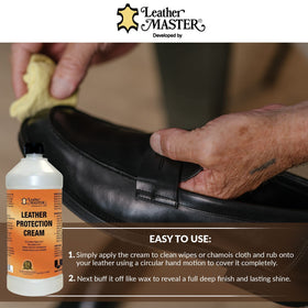 Close-up of Leather Master cream texture demonstrating smooth, non-greasy finish