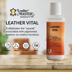 Leather Master Vital cream pouring onto applicator to restore leather